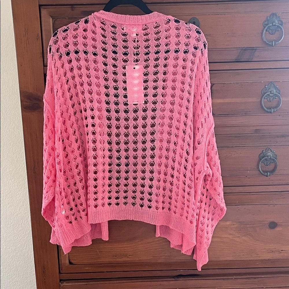 Anniewear Vibrant Pink Open-Knit Cardigan NWT - Picture 5 of 9